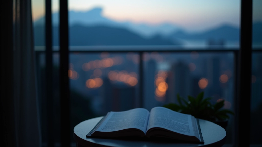 Urban apartment balcony at dusk with city lights, representing outdoor space integration in city living