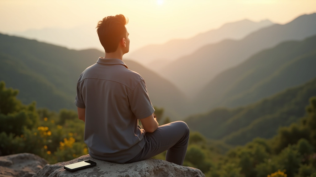 Person relaxing in nature during a digital detox countryside excursion without devices
