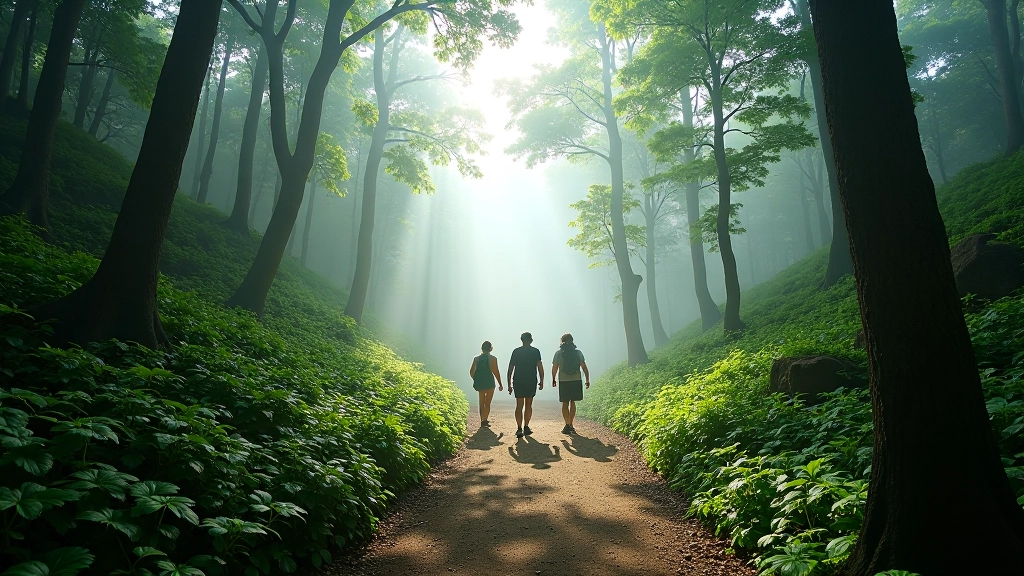 Mountain trail with hikers